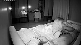 Amateur European couple enjoys night vision intimacy at home