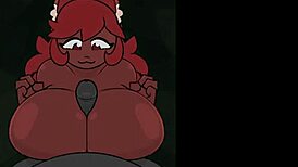 i'm stroking these huge furry tits while cumming all over them