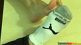 Teen Performs Footjob on Twink's Soles