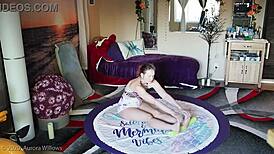 Russian redhead in yoga lesson