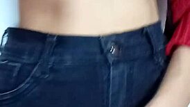 Playing with belt, spanking my tits