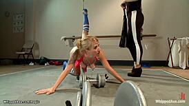 Lesbian Bound, Whipped, and Gagged in Gym Session