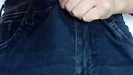 Playing with belt, spanking my tits