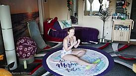 Russian redhead in yoga lesson