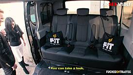 Slutty brunette client adriana p sucks and rides chauffeur in outdoor car backseat cumshot.