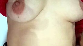 Playing with belt, spanking my tits