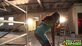 I can't believe Latina Valery Summer got tag-teamed by construction workers. Those big natural tits took every facial in fishnets!