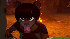 Furry sucks dick nicely and cums!