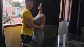 Husband slipped up mowing the lawn, so I sneaked a quickie with his wife.