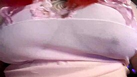 Redhead amateur with bouncing boobs and hard nipples.