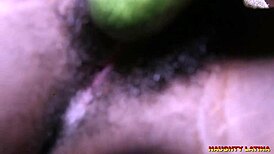 African Housewife Caught on Webcam Masturbating with Cucumber Dildo