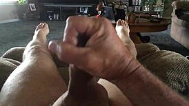 Gay solo handjob ends in slow motion cumshot