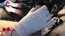 Mistress, Work My Cock with Gloves Until I Cum!