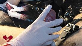 Mistress, Work My Cock with Gloves Until I Cum!