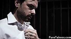 Does the smalltits babe get facialized in prison?