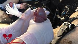 Mistress, Work My Cock with Gloves Until I Cum!