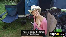 beautiful young whore tricked into riding big dick deep in the forest, wow! 😲