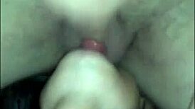 Intense homemade threesome where a slut in stockings gets group fucked hard