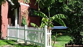 Classy teen babe in taboo fantasy gets screwed doggystyle outdoors