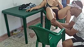 skinny latina milf convinces neighbor with monster cock to fuck her hard