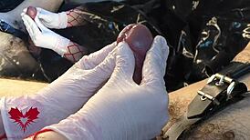 Mistress, Work My Cock with Gloves Until I Cum!