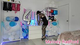 Melody Radford BOLDLY TRIES ON BLACK SKIRT AND SKIMPY MICRO BIKINI HAUL