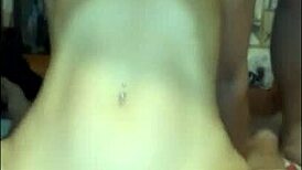 Intense homemade threesome where a slut in stockings gets group fucked hard