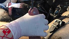 Mistress, Work My Cock with Gloves Until I Cum!