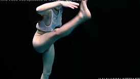 Andrejka swims naked in the pool