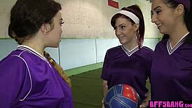 naughty lesbian teens train with football and licking 😏
