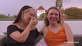 hey, watch these german lesbians climax with dildo and ice pop in hot action