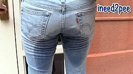 i can't hold it, peeing in my panties and jeans again