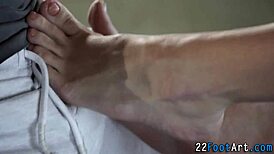 Blonde babe enjoys toes getting jizzed in hardcore session