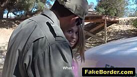 yo, watch this brunette hottie get banged hard outdoors in a car!