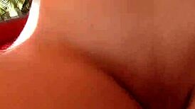 amateur teen 18+ boldly shows off blonde tits outdoors at party