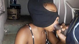 in the unfinished building, the young latina guy gives oral to the black cock, leading to anal and orgasm outdoors.