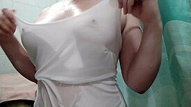 playin with my big natural boobs in bathroom slo-mo