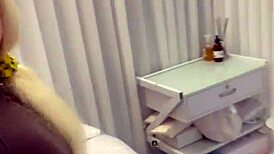 Blonde Tattoo Tease Removing Clothes