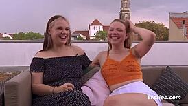 hey, watch these german lesbians climax with dildo and ice pop in hot action