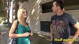 Beautiful blonde performs oral on large member