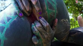 naughty tattooed goth teen squirts during outdoor anal play. alternative punk model fingers solo.