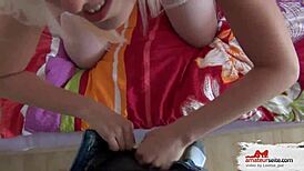 this german blonde amateur gets her pussy creampied by a monster cock after deep blowjobs on vacation.