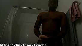 Intense solo BBC masturbation in bathroom