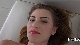 lovable kitten sucks cock in pov and gets tight quim drilled