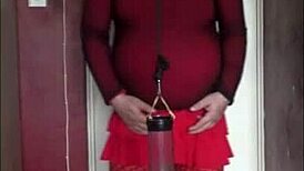 sissy crossdresser swallows piss in bisexual homemade scene, not caring about shy virgin lovers