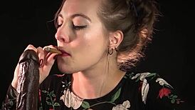 I’m obsessed with giving a wild dildo blowjob as a naughty milf housewife!