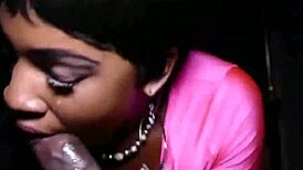 I love this ebony milf sucking my cock like a slut until facial cumshot