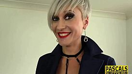 tattooed kinky blonde with big tits begs for more in bondage play