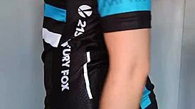 Young latina brunette masturbates in lingerie after spinning class