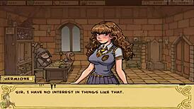 Akabur's witch trainer unfolds with costumes, dancing, and teasing in this playthrough part